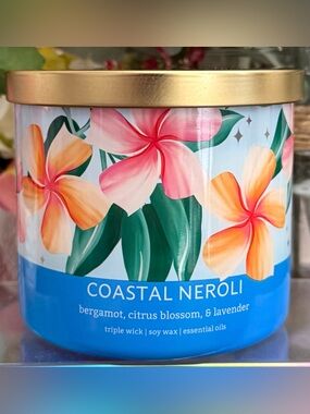 🆕🪷 DISTANT LANDS “COASTAL NEROLI” 3-WICK SCENTED SOY WAX CANDLE. BRAND NEW.